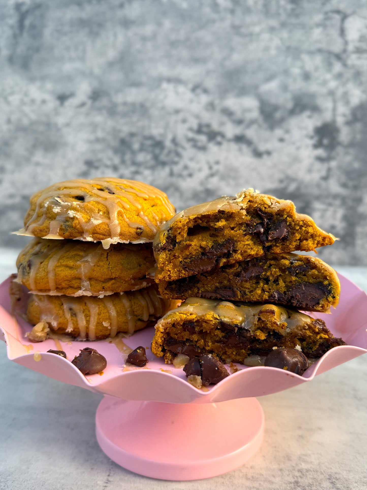 COMING SOON! BOX of 4: CHOCOLATE CHIP PUMPKIN COOKIES with a BROWN SUGAR GLAZE 🔻SAME DAY PICK-UP🔻