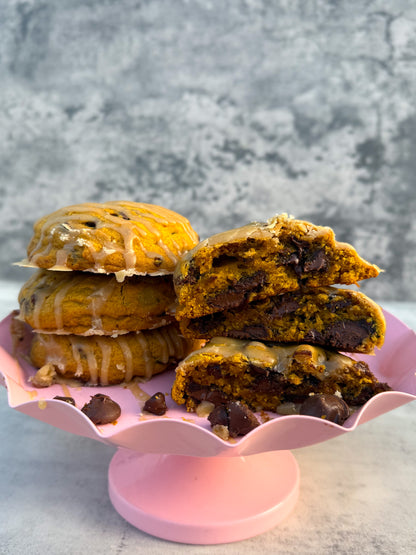 COMING SOON! BOX of 4: CHOCOLATE CHIP PUMPKIN COOKIES with a BROWN SUGAR GLAZE 🔻SAME DAY PICK-UP🔻