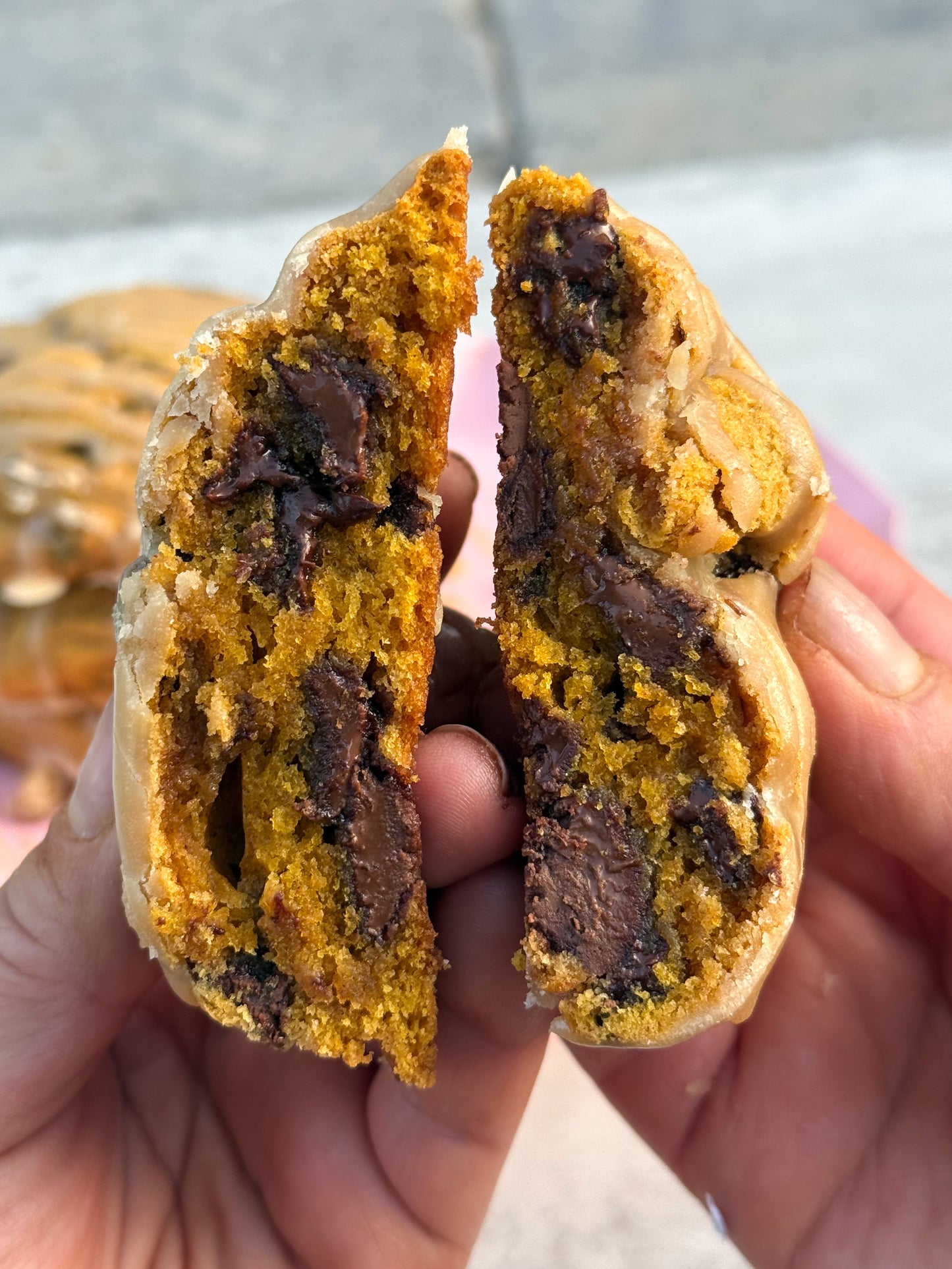 COMING SOON! BOX of 4: CHOCOLATE CHIP PUMPKIN COOKIES with a BROWN SUGAR GLAZE 🔻SAME DAY PICK-UP🔻