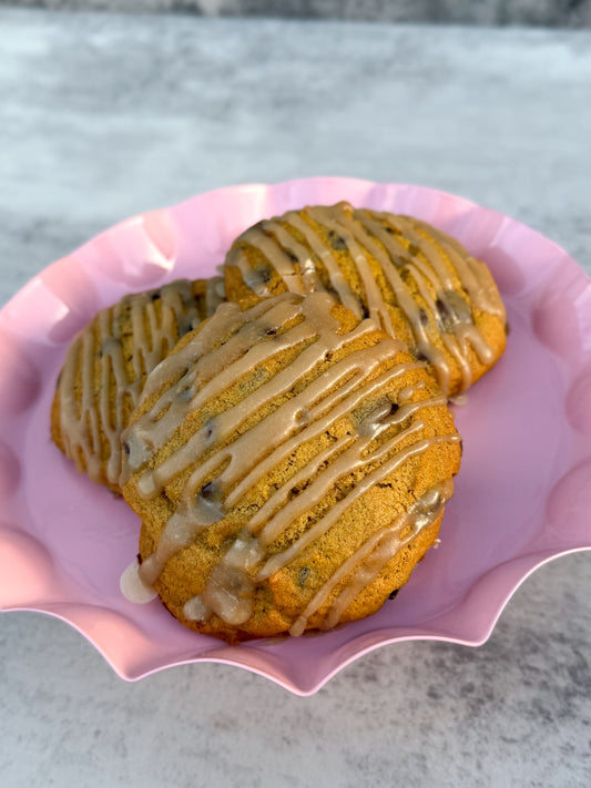 COMING SOON! BOX of 4: CHOCOLATE CHIP PUMPKIN COOKIES with a BROWN SUGAR GLAZE 🔻SAME DAY PICK-UP🔻