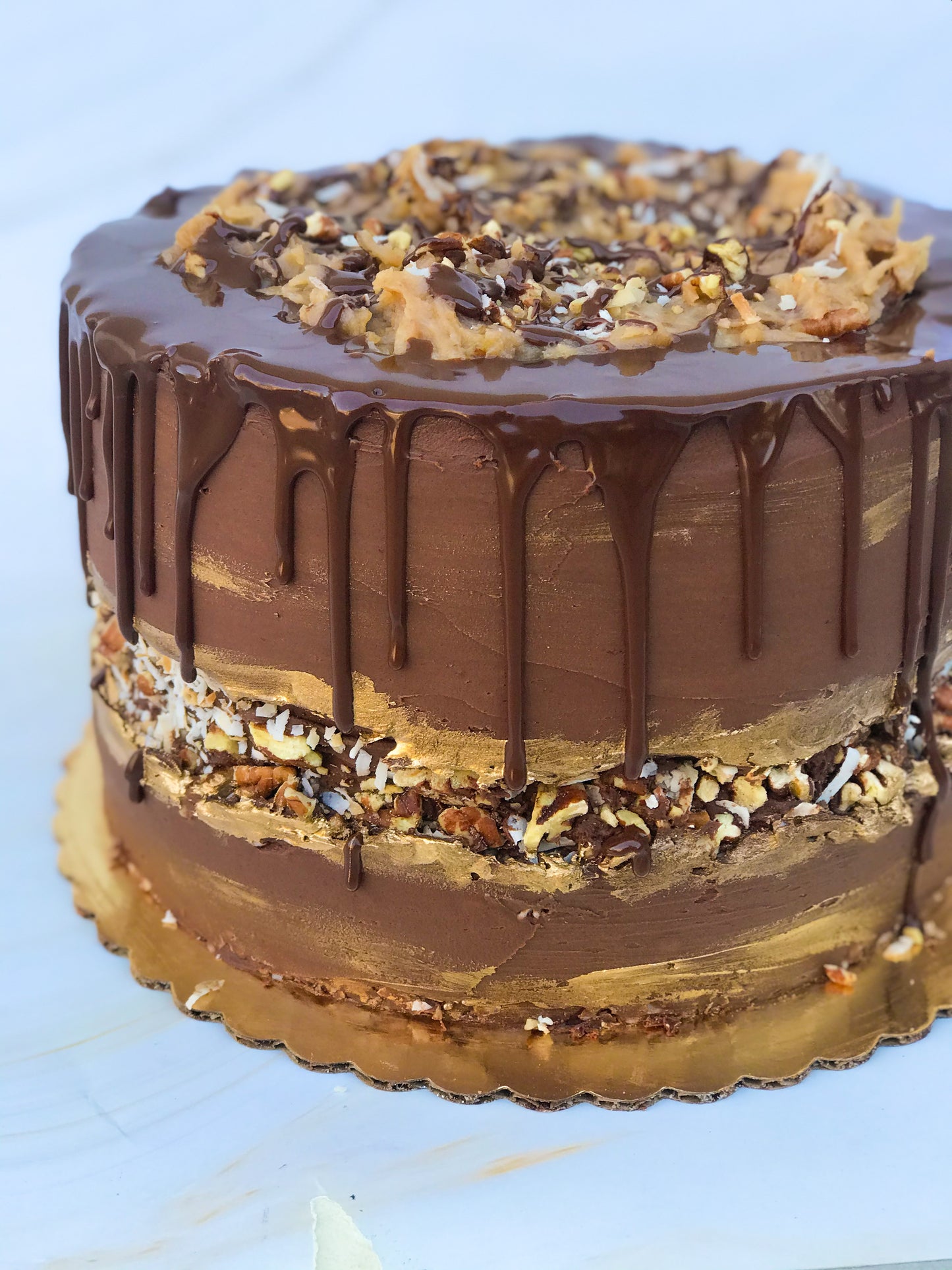 GERMAN CHOCOLATE "FAULT LINE" CAKE