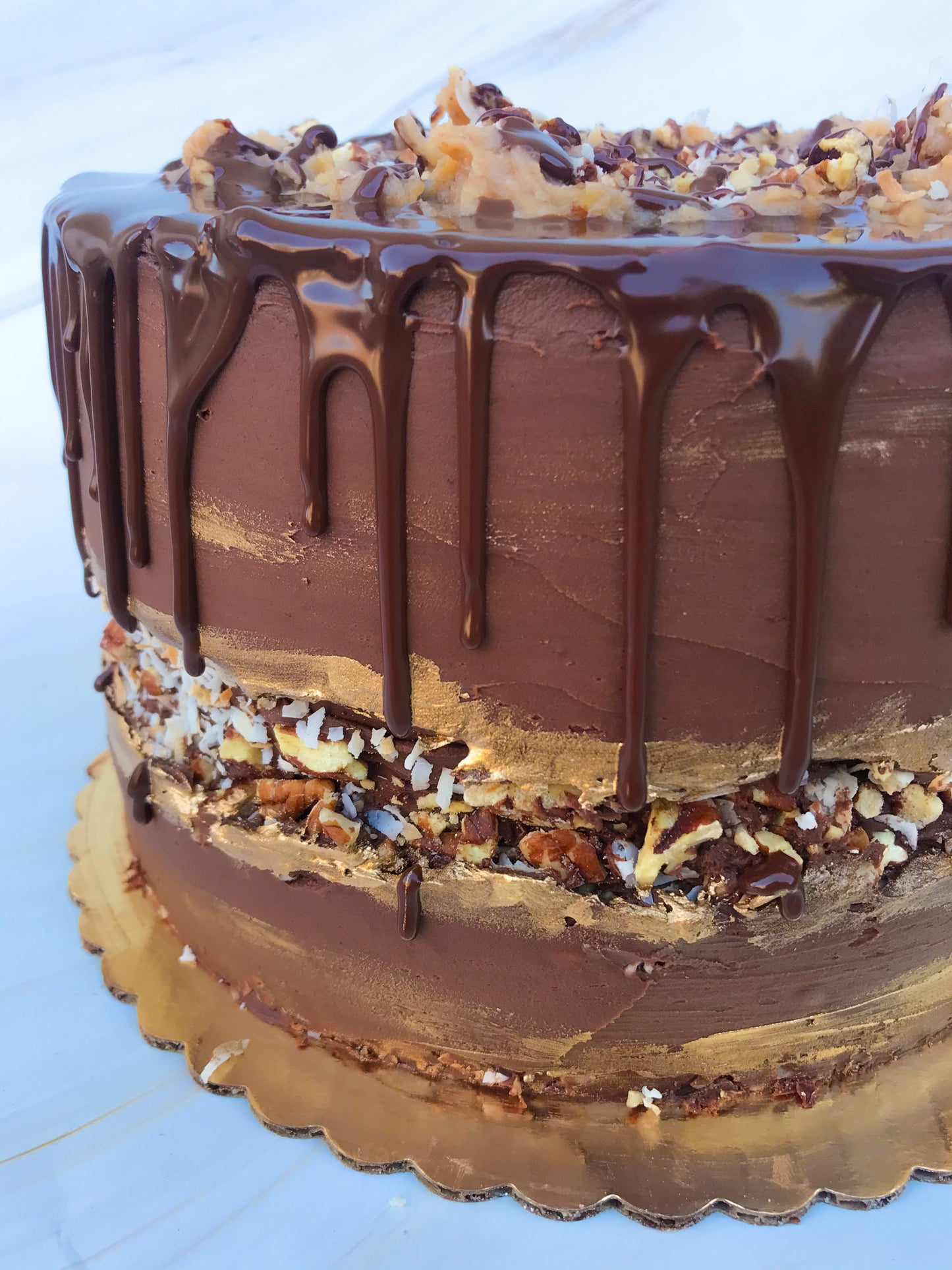 GERMAN CHOCOLATE "FAULT LINE" CAKE